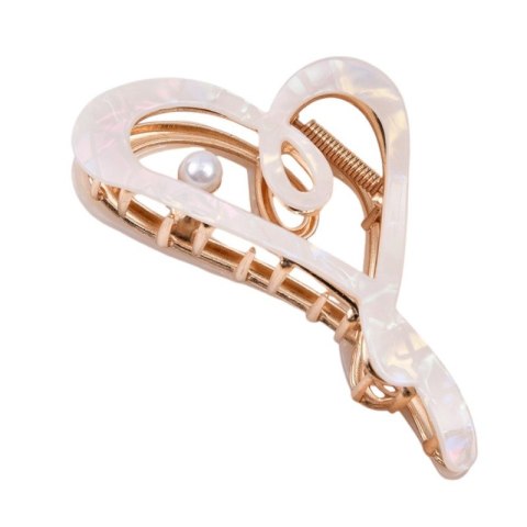 SPINKA DO WŁOSÓW, KLAMRA METALOWA MASA PERŁOWA BIAŁA XL 12X6CM SP342B