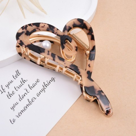 SPINKA DO WŁOSÓW, KLAMRA METALOWA MASA PERŁOWA PANTERKA XL 12X6CM SP342PAN