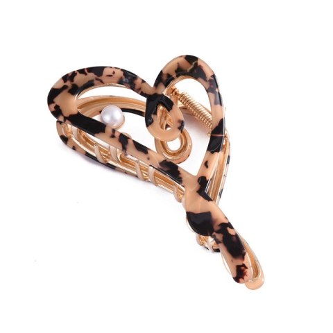 SPINKA DO WŁOSÓW, KLAMRA METALOWA MASA PERŁOWA PANTERKA XL 12X6CM SP342PAN