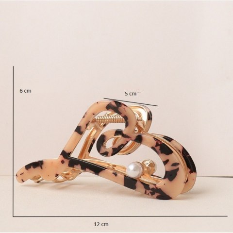 SPINKA DO WŁOSÓW, KLAMRA METALOWA MASA PERŁOWA PANTERKA XL 12X6CM SP342PAN