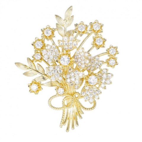 BROSZKA OZDOBNA ELEGANCKA Z CYRKONIAMI, BUKIET KWIATÓW BZ184