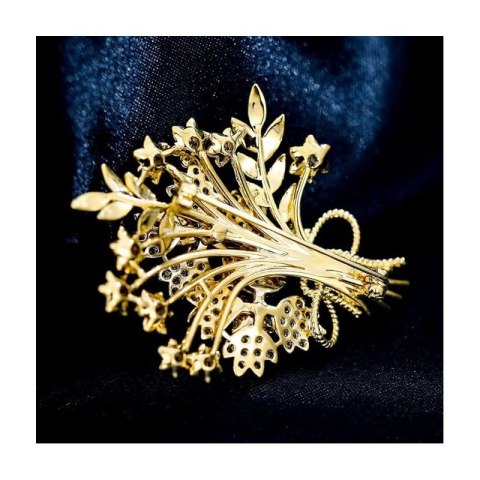 BROSZKA OZDOBNA ELEGANCKA Z CYRKONIAMI, BUKIET KWIATÓW BZ184