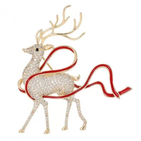 BROSZKA OZDOBNA ELEGANCKA Z CYRKONIAMI JELONEK BZ183