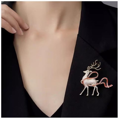 BROSZKA OZDOBNA ELEGANCKA Z CYRKONIAMI JELONEK BZ183