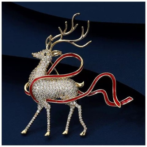 BROSZKA OZDOBNA ELEGANCKA Z CYRKONIAMI JELONEK BZ183