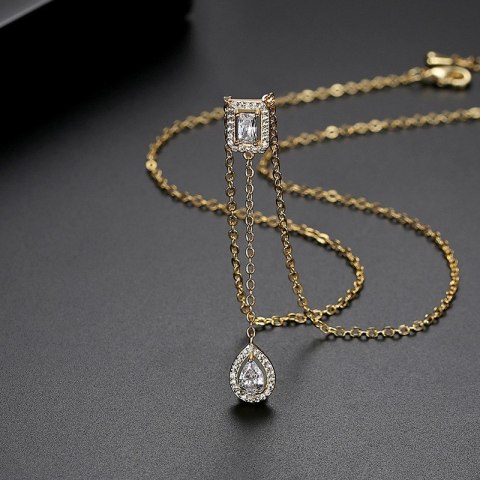 NASZYJNIK STAL SZLACHETNA POZŁACANA 14K ZŁOTEM, Z CYRKONIAMI NST2114