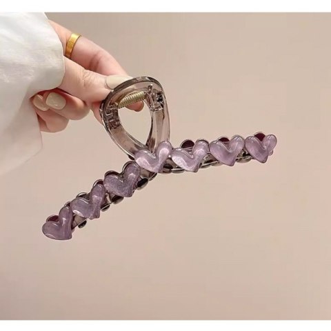 SPINKA KLAMRA DO WŁOSÓW Z SERDUSZKAMI XL 13X6 CM FIOLETOWA SP352FIO