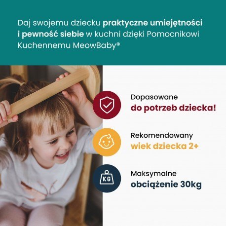 Meowbaby® kitchen helper z tablicą, lite drewno bi Meowbaby® kitchen helper z tablicą, lite drewno bi