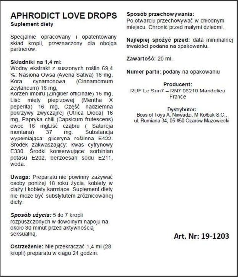 Supl.diety-APHRODICT LOVE DROPS 20 ml Supl.diety-APHRODICT LOVE DROPS 20 ml