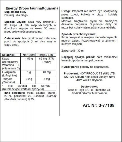 Supl.diety-Energy Drops-30ml Taurin & Guarana (m+w) Supl.diety-Energy Drops-30ml Taurin & Guarana (m+w)