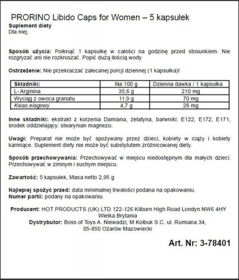 Supl.diety-PRORINO Women- 5pcs black line Libido Caps Supl.diety-PRORINO Women- 5pcs black line Libido Caps