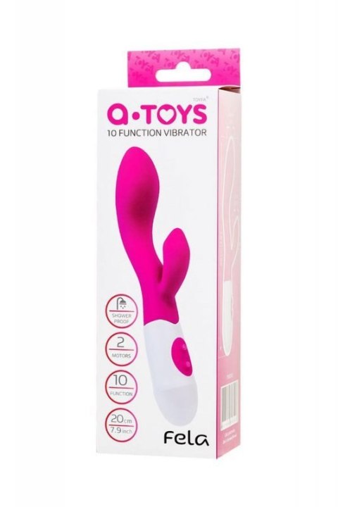 A-TOYS, Vibrator Fela with Clitoral Stimulator, Silicone, Pink, 20.5 cm, 10 speeds, 2xAAA A-TOYS, Vibrator Fela with Clitoral Stimulator, Silicone, Pink, 20.5 cm, 10 speeds, 2xAAA