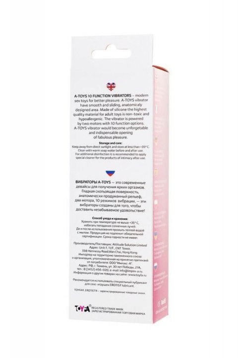 A-TOYS, Vibrator Fela with Clitoral Stimulator, Silicone, Pink, 20.5 cm, 10 speeds, 2xAAA A-TOYS, Vibrator Fela with Clitoral Stimulator, Silicone, Pink, 20.5 cm, 10 speeds, 2xAAA