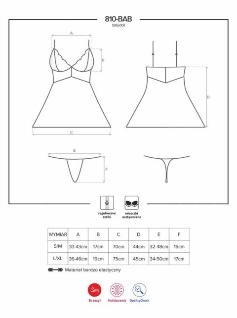 Bielizna-810-BAB-2 babydoll i stringi biała S/M Bielizna-810-BAB-2 babydoll i stringi biała S/M