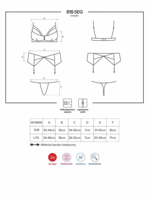 Bielizna-818-SEG-1 komplet 3-częściowy S/M Bielizna-818-SEG-1 komplet 3-częściowy S/M