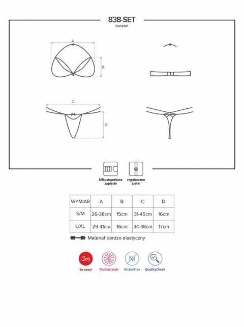 Bielizna-838-SET-3 komplet 2-częściowy S/M Bielizna-838-SET-3 komplet 2-częściowy S/M