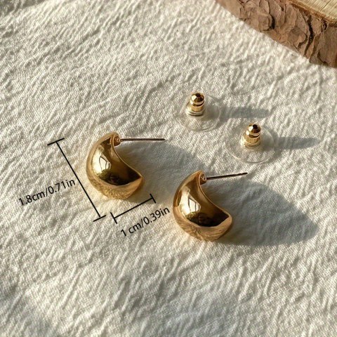 KOLCZYKI PRZY UCHU, WISZĄCE ZŁOTE KROPLE 1,8 X 1 CM K1683Z