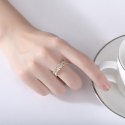 PIERŚCIONEK STAL CHIRURGICZNA PLATEROWANA ZŁOTEM, REGULOWANY Z CYRKONIAMI PST930