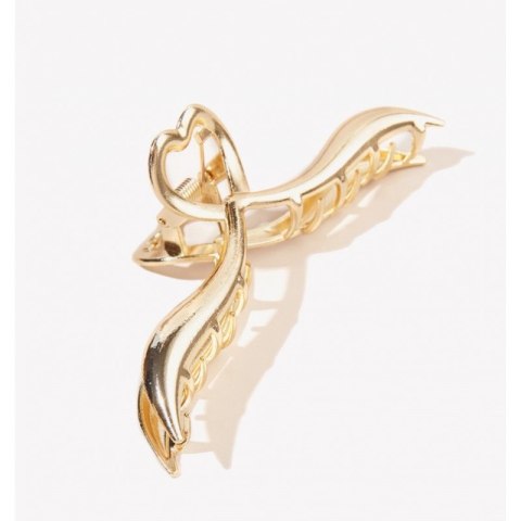 SPINKA DO WŁOSÓW KLAMRA ZŁOTA Z SERCEM, METALOWA MOCNA XL 11,5CM SP375