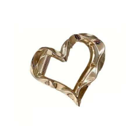 SPINKA DO WŁOSÓW KLAMRA ZŁOTE SERCE, METALOWA MOCNA XL 5,5CM SP374
