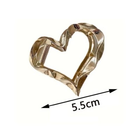 SPINKA DO WŁOSÓW KLAMRA ZŁOTE SERCE, METALOWA MOCNA XL 5,5CM SP374