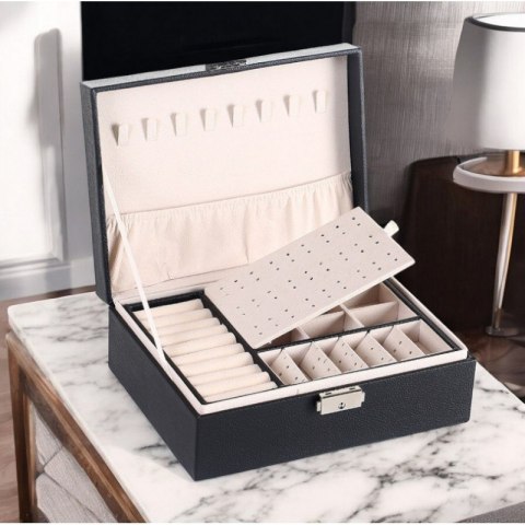 SZKATUŁKA NA BIŻUTERIĘ, ETUI, ORGANIZER, PUDEŁKO CZARNA PD155CZ