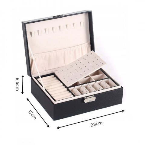 SZKATUŁKA NA BIŻUTERIĘ, ETUI, ORGANIZER, PUDEŁKO CZARNA PD155CZ