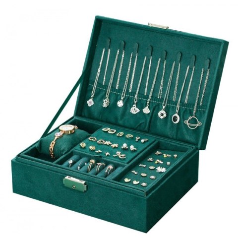 SZKATUŁKA NA BIŻUTERIĘ KUFEREK ETUI ORGANIZER BUTELKOWA ZIELEŃ PUDEŁKO PD133