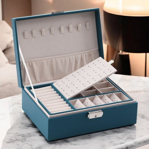 SZKATUŁKA NA BIŻUTERIĘ ZIELONA, ETUI, ORGANIZER, PUDEŁKO PD155ZIE