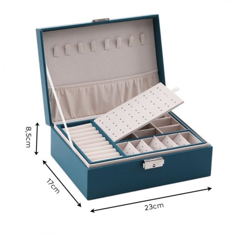 SZKATUŁKA NA BIŻUTERIĘ ZIELONA, ETUI, ORGANIZER, PUDEŁKO PD155ZIE