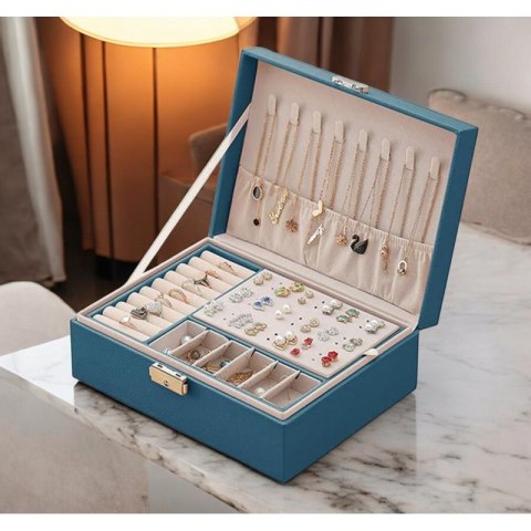 SZKATUŁKA NA BIŻUTERIĘ ZIELONA, ETUI, ORGANIZER, PUDEŁKO PD155ZIE