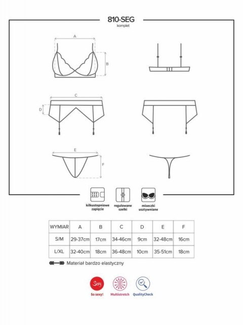 Bielizna-810-SEG-2 komplet 3-częściowy biały S/M Bielizna-810-SEG-2 komplet 3-częściowy biały S/M