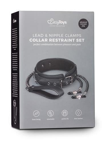 Wiązania-Leather Collar With Nipple Chains Wiązania-Leather Collar With Nipple Chains