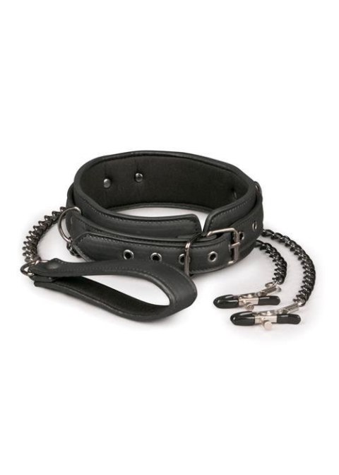 Wiązania-Leather Collar With Nipple Chains Wiązania-Leather Collar With Nipple Chains