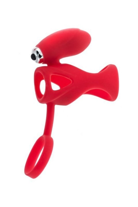 Black & Red, Penis ring with vibration, clitoral stimulation, silicone, red 14.5 cm Black & Red, Penis ring with vibration, clitoral stimulation, silicone, red 14.5 cm