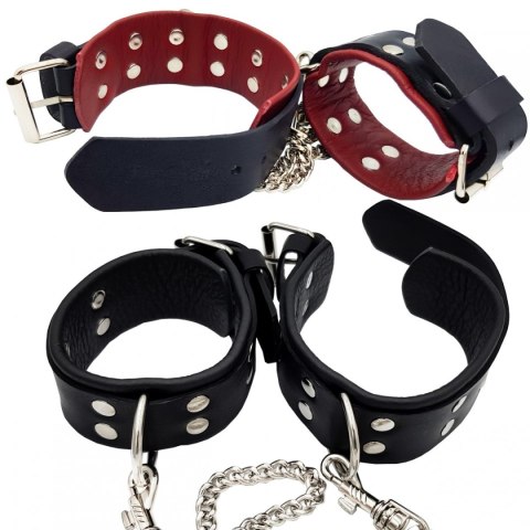 Skórzane kajdanki damskie z regulacją - zestaw