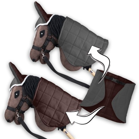 DERKA DWUSTRONNA I NAUSZNIKI SKIPPI DLA HOBBY HORSE - BRĄZOWA - SZARA DERKA DWUSTRONNA I NAUSZNIKI SKIPPI DLA HOBBY HORSE - BRĄZOWA - SZARA