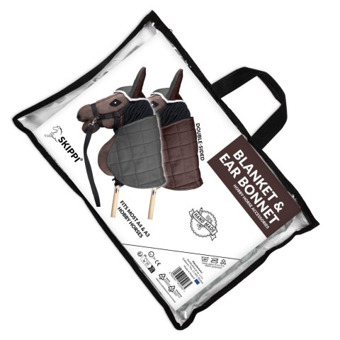 DERKA DWUSTRONNA I NAUSZNIKI SKIPPI DLA HOBBY HORSE - BRĄZOWA - SZARA DERKA DWUSTRONNA I NAUSZNIKI SKIPPI DLA HOBBY HORSE - BRĄZOWA - SZARA