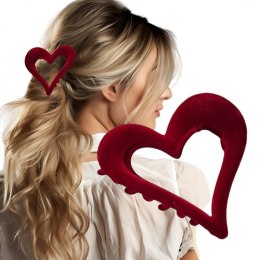 SPINKA KLAMRA DO WŁOSÓW XL SERCE VELVET BORDO CM SP378BOR