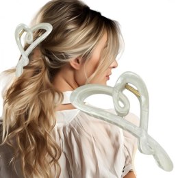 SPINKA KLAMRA DO WŁOSÓW XL BIAŁA PERŁOWA 12 CM SP373