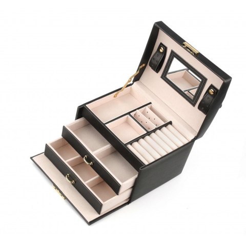 SZKATUŁKA NA BIŻUTERIĘ, KUFEREK W KOLORZE CZARNYM PD49CZ