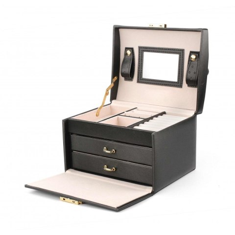 SZKATUŁKA NA BIŻUTERIĘ, KUFEREK W KOLORZE CZARNYM PD49CZ