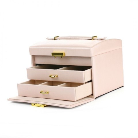 SZKATUŁKA NA BIŻUTERIĘ, KUFEREK W KOLORZE PUDROWEGO RÓŻU PD49PR
