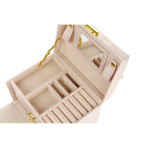 SZKATUŁKA NA BIŻUTERIĘ, KUFEREK W KOLORZE PUDROWEGO RÓŻU PD49PR