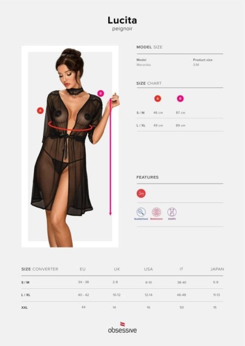 Bielizna-Lucita peniuar czarny S/M Bielizna-Lucita peniuar czarny S/M