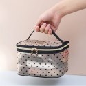 KOSMETYCZKA DAMSKA KUFEREK TRANSPARENTNA CZARNE SERCA 13CM X 21CM KS125