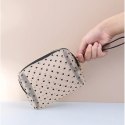KOSMETYCZKA DAMSKA TRANSPARENTNA CZARNE SERCA 12CM X 18CM KS126