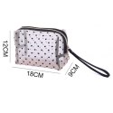 KOSMETYCZKA DAMSKA TRANSPARENTNA CZARNE SERCA 12CM X 18CM KS126