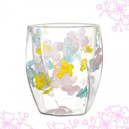 SZKLANKA TERMICZNA Z HORTENSJĄ ŻÓŁTĄ, NIEBIESKĄ I RÓŻOWĄ 350 ML 1SZT SZK88
