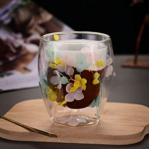 SZKLANKA TERMICZNA Z HORTENSJĄ ŻÓŁTĄ, NIEBIESKĄ I RÓŻOWĄ 350 ML 1SZT SZK88